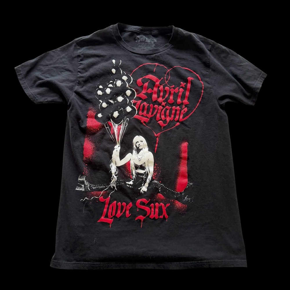 Avril Lavigne Love Sux T-Shirt Black Red Concert Merch Sz M